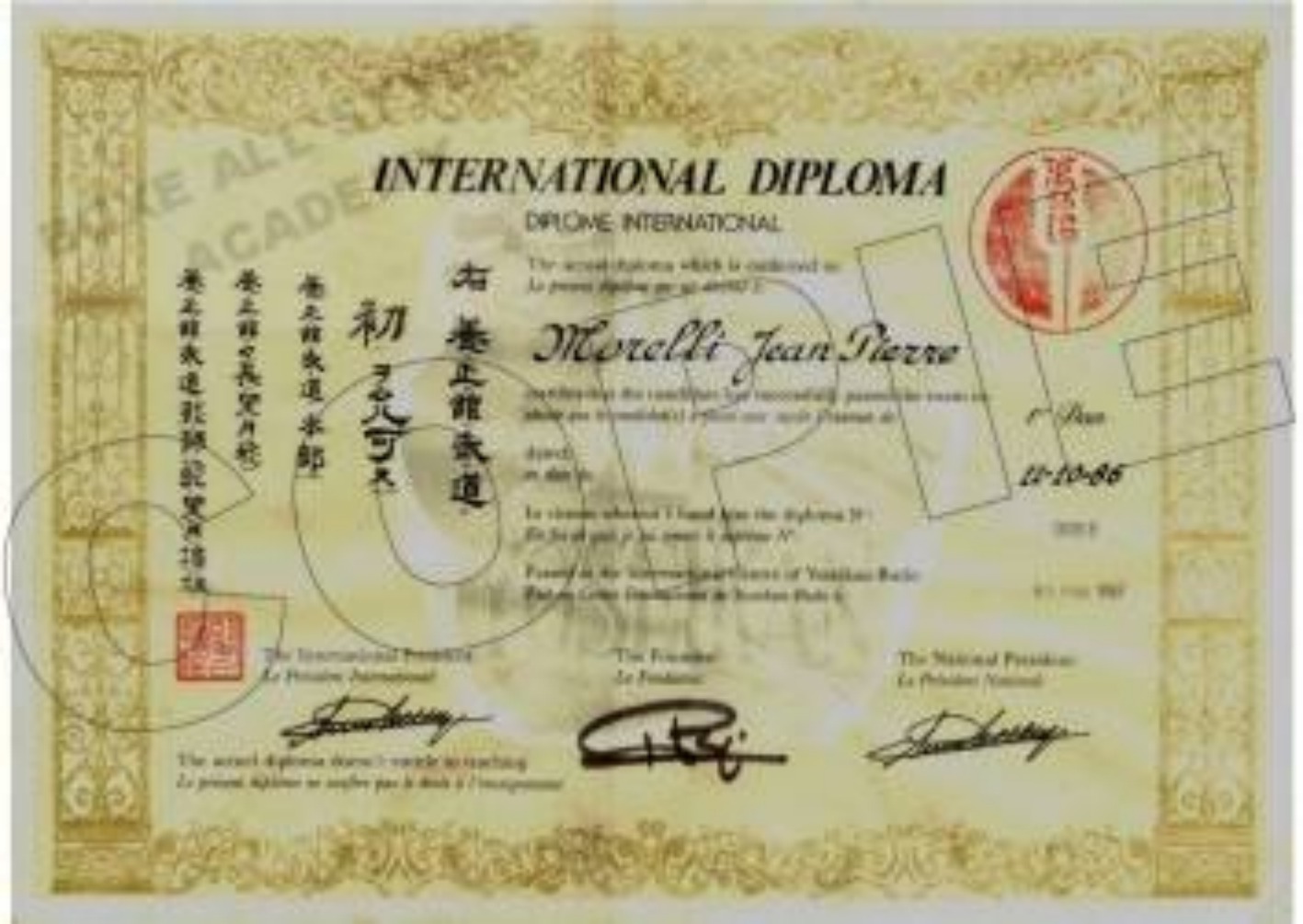 diplome yoseikan budo
